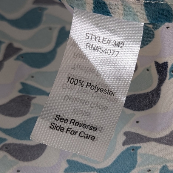 Cabi Bird Semi Sheer Faux Wrap Sleeveless Blouse in Tweet Print Style 342: Small - Picture 5 of 7